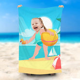 Lofaris Personalized Swimsuit Girl Hold Ball Sky Beach Towel